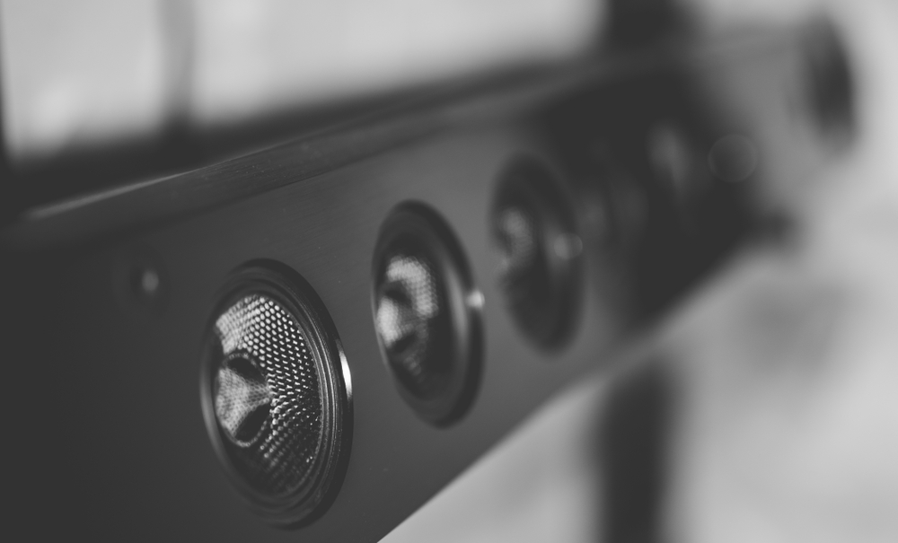 Closeup of soundbar speakers